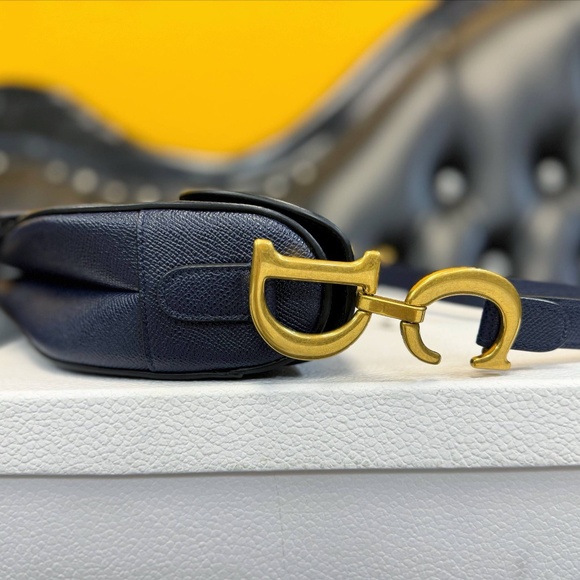 Christian Dior Saddle Bag Deep Ocean Blue Grained Calfskin - Picture 7 of 13